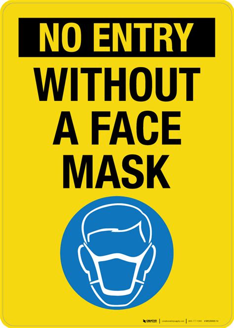 No Entry Without A Face Mask Portrait Wall Sign