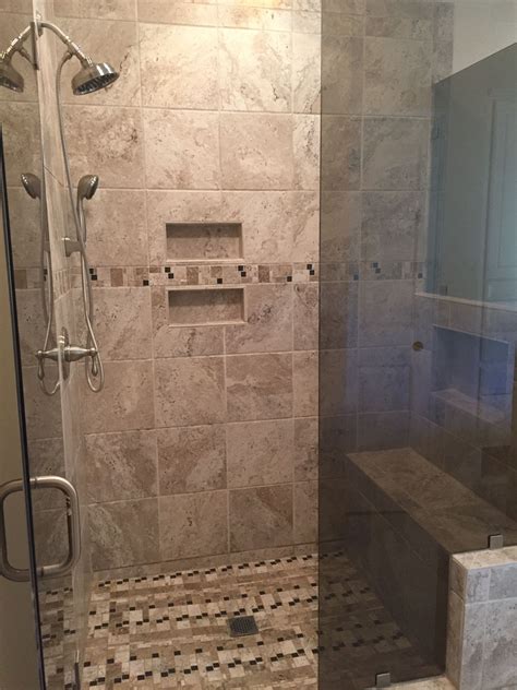Custom Tile Shower With Bench And Built In Shelves Shower Tile Custom Tile Shower