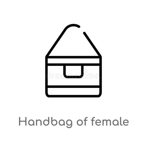 outline handbag of female vector icon isolated black simple line element illustration from