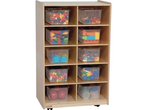 Vertical Mobile Cubby Storage W 10 Colored Cubby Bins Wde