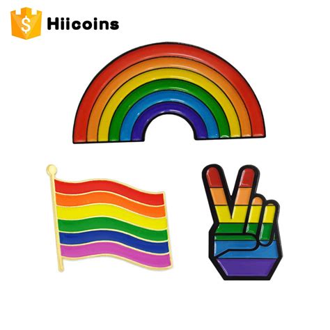 China Rainbow Hand Rainbow Flag Lapel Pins Lgbt Pins