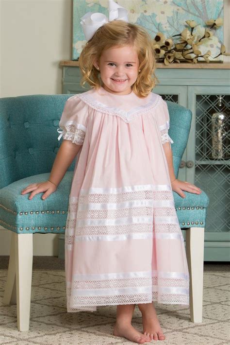 Easter Dresses For Little Girls Pink Heirloom Dress With White Lace