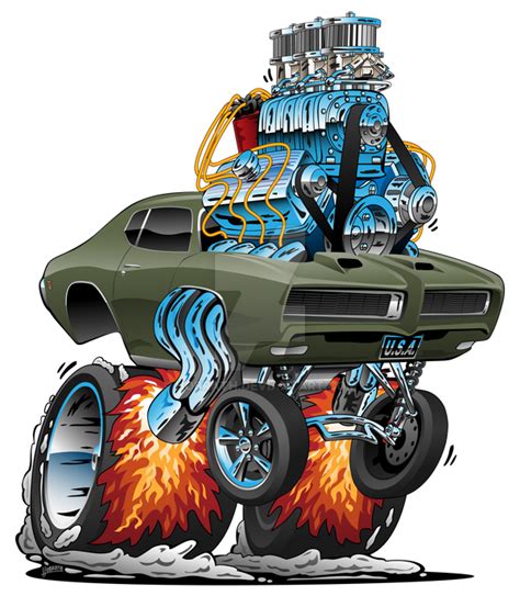 Classic Gto American Muscle Car Hot Rod Cartoon By Hobrath On Deviantart