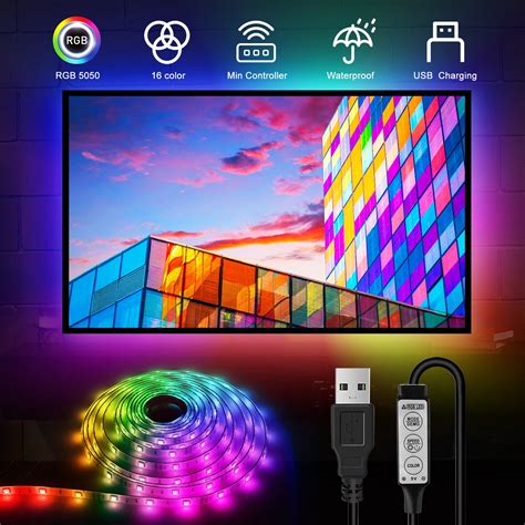 5050 4pin rgb led strip connector kit tv backlight 16 colors background lights bias lighting