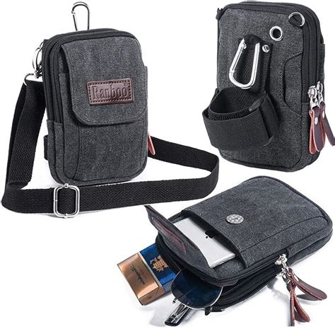 Ranboo Mens Small Cellphone Crossbody Shoulder Bag Canvas Mini Travel Satchel Waist Belt Bag