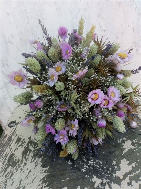 Dried Flower Bouquet Pink Spring Wedding Flowers Bridal Etsy Dried