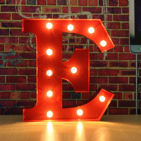 Metal Led 12 Marquee Letter Lights Vintage Circus Style Alphabet Light