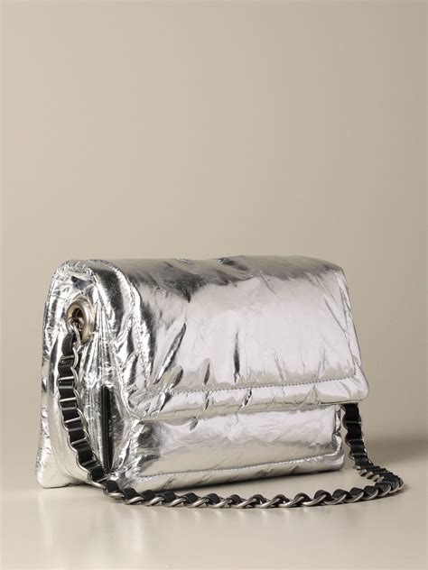 Marc Jacobs Outlet Shoulder Bag In Metallic Nylon Silver Crossbody