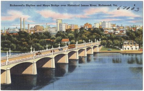 Richmonds Skyline And Mayo Bridge Over Historical James River