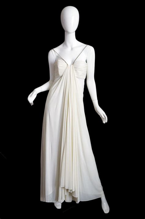 1970s silk goddess victor costa gown shrimpton couture