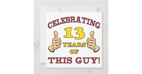 Funny 13th Birthday For Boys Card