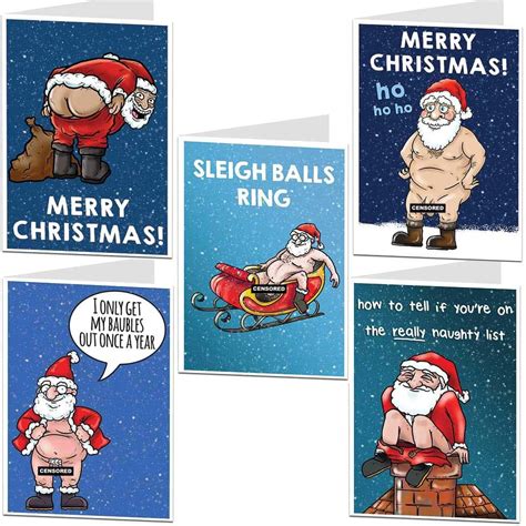 Funny Rude Santa Christmas Card Pk For Adults X10 Uk Office