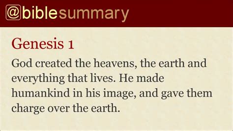 Bible Summary Genesis Youtube