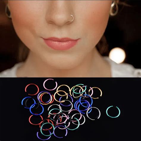 40pcs Nose Piercing Ring Fake Septum Body Jewelry Stainless Steel
