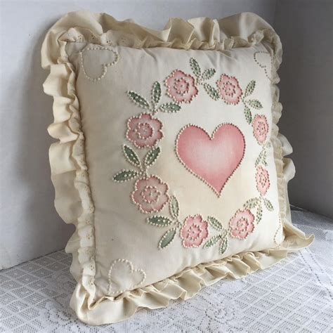 Shabby Chic Heart Decorative Pillow Vintage Pillow With Etsy