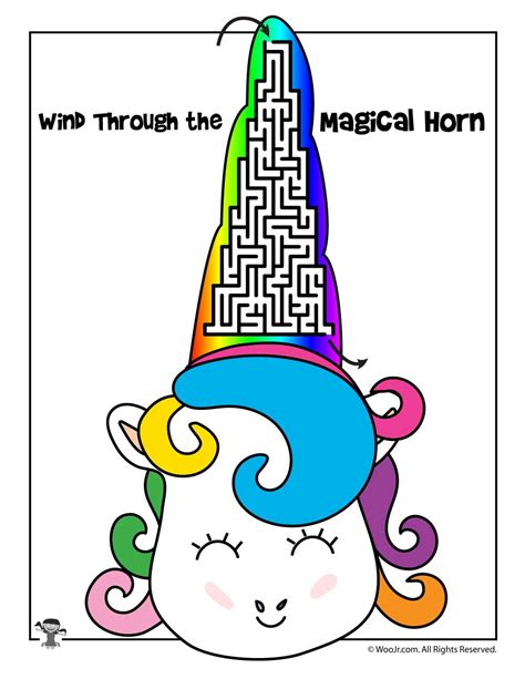 Unicorn Maze Printable Woo Jr Kids Activities Childrens Publishing