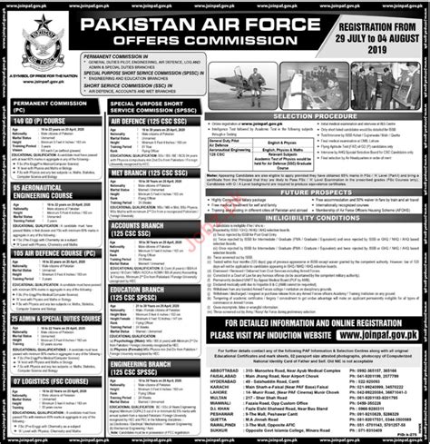 Paf Pakistan Air Force Commission Based Jobs 2019 2024 Job