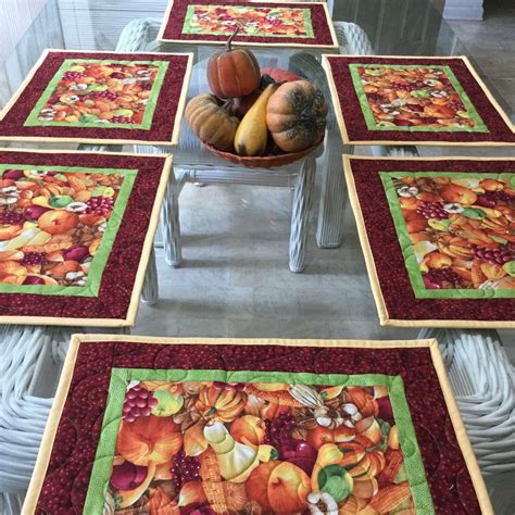 Thanksgiving Placemats Holiday Placemats Quilted Placemats Table Decor Table Linens