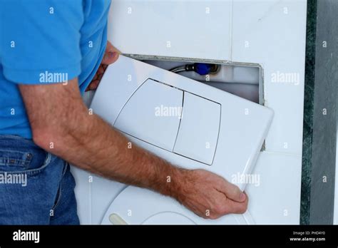 Worker In Bathroom Stock Photo Alamy