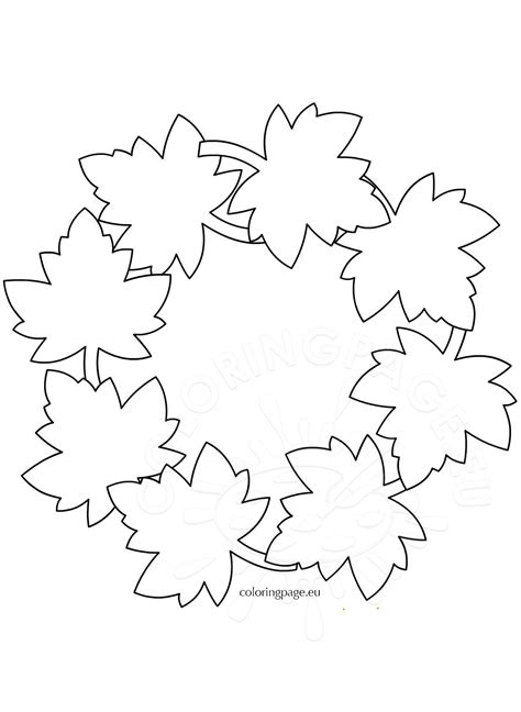 Give your little ones something to color christmas morning. Fall Leaf Wreat template - Coloring Page