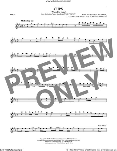 Cups When Im Gone Sheet Music For Flute Solo Pdf Interactive