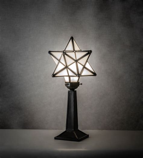Moravian Star Small Table Lamp 16 Inch Frosted Glass Home Decor