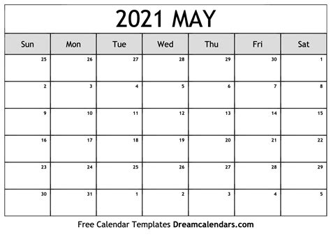 May 2021 Calendar Printable With Holidays Free Letter Templates