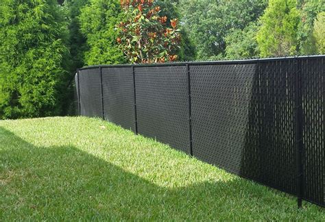 Black Chainlink Fence With Black Privacy Slats Privacy Screen Outdoor