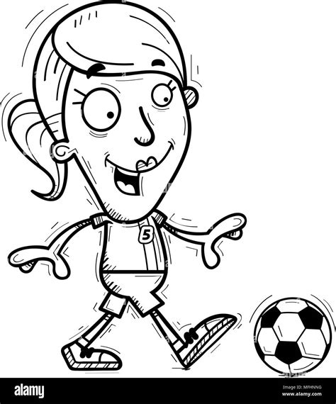 A Cartoon Illustration Of A Woman Soccer Player Walking Stock Vector