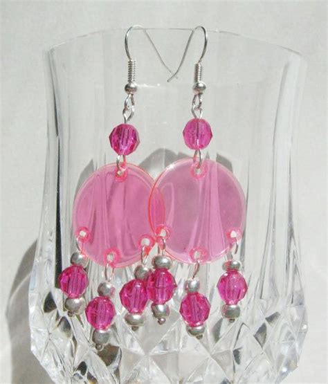 Light Pink Translucent Dangle Chandelier Bohemian Earrings Etsy