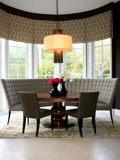 A dining table and accompanying chairs would feel cramped and crowded when pushed against the one free wall in your kitchen. Dining Room: Elegant Dining Furniture Design With Curved ...