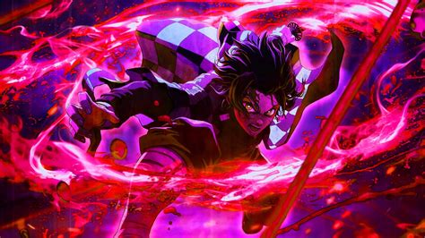 Download Intricate Pink Art of Hinokami Kagura Wallpaper | Wallpapers.com