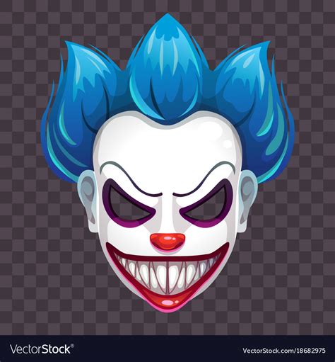 Scary Evil Clown Mask On The Transparent Vector Image