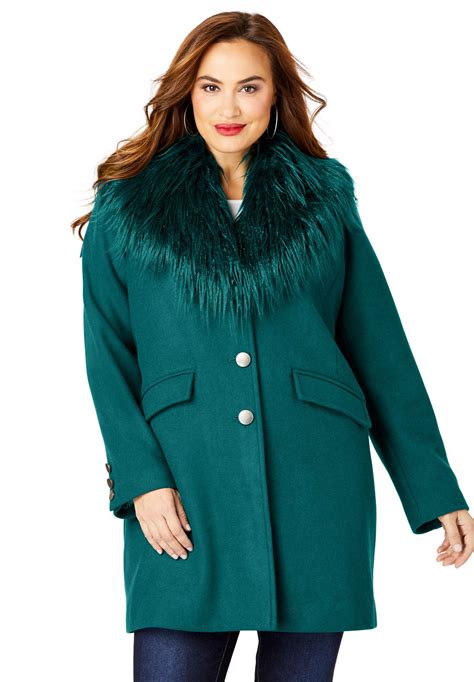 Roamans Roamans Womens Plus Size Short Wool Blend Coat Walmart