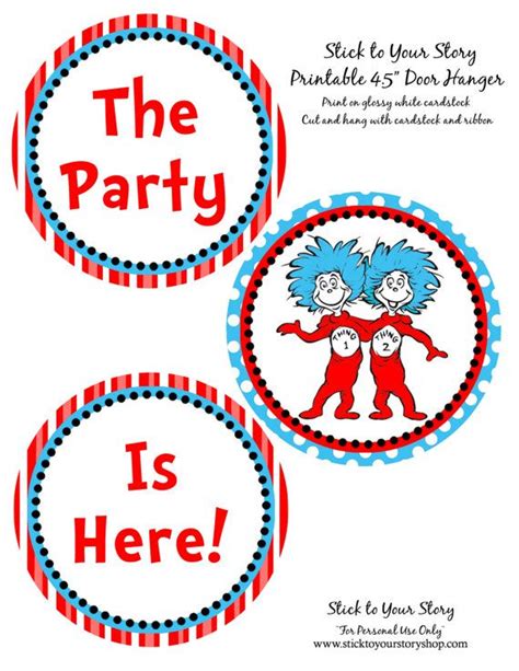 Welcome Door Sign Printable Dr Seuss Thing 1 By Sticktoyourstory Dr