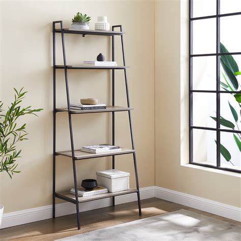 Woven Paths Urban Industrial 5 Shelf Ladder Bookcase Grey Wash