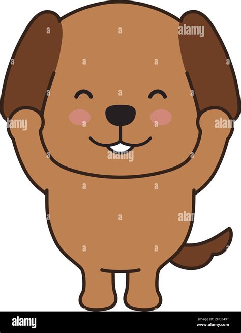 The Dog Feels Great Joy Vector Illustration Isolated On A White