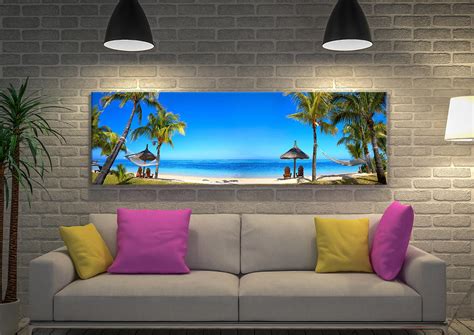 Framed Panoramic Wall Art Of Mauritius Beach Canvas Art Canberra