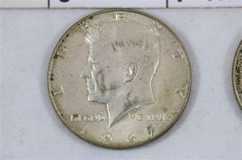 1967 50c Kennedy Half Dollar Circulated No Mint Mark 40 Silver Lot Of