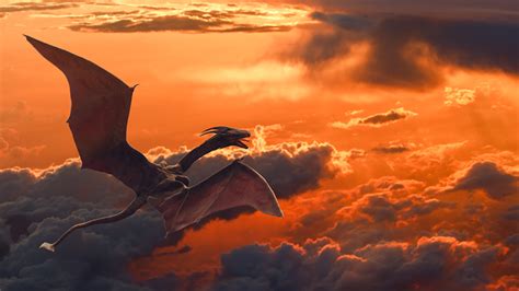 Images Dragons Fantasy Sky Flight Clouds 1366x768