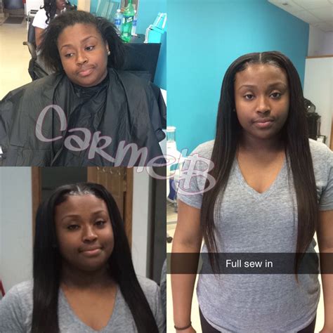 Middle Part Sew In Bone Straight By Carmelb Sew In Hairstyles Middle