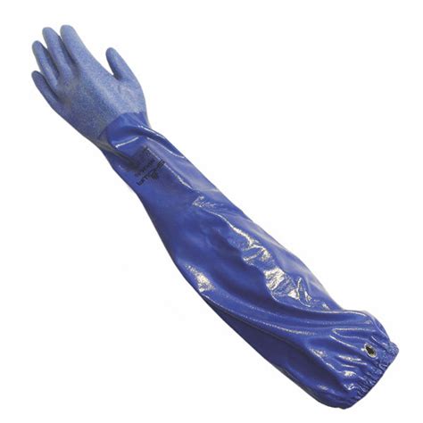 Gloves Shoulder Length Nitrile Blue With Rough Grip Dynamic Aqua
