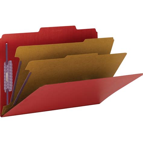 Smead 19031 Bright Red Colored Pressboard Classification Folders With