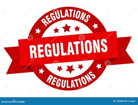 Regulations Round Ribbon Isolated Label Regulations Sign Stock Vector
