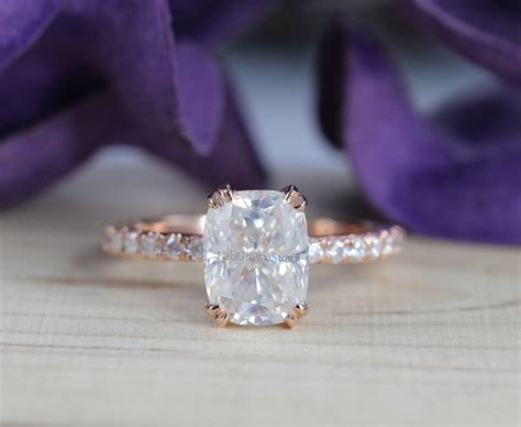 3 Ct Elongated Cushion Cut Moissanite Engagement Ring Etsy