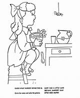 Nursery Muffet Miss Coloring Rhymes Rhyme Mother Goose Bluebonkers Printable Quiz Embroidery Fun Sheets Muffett Visit Popular sketch template