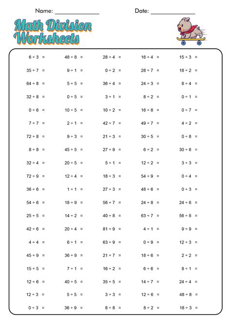 One Minute Timed Division Worksheet