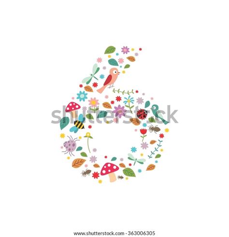 Vector Illustration Floral Number Number 6 Stock Vector Royalty Free