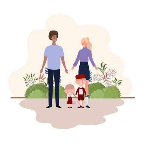 Parents With Children In Landscape 1761770 Vector Art At Vecteezy