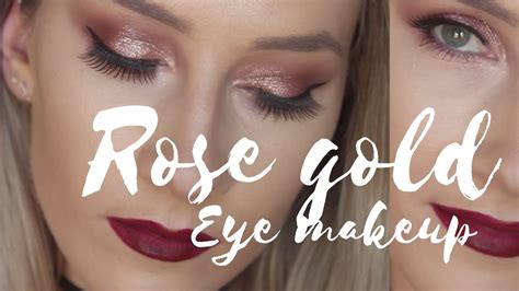 How To Rose Gold Glitter Eye Makeup Tutorial Ft Kyshadow Burgundy